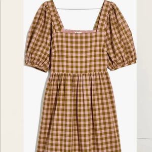 NWOT, Madewell Square Neck Puff Sleeve Gingham Dress- XL